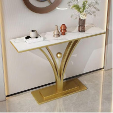Generisch Moderner Konsolentisch im Industrie-Stil für Eingangsbereich und Flur, stilvoller Couchtisch für das Wohnzimmer, Gold-Finish, 100 x 30 cm - perfekte Wohndekoration
