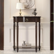 Moderner Konsolentisch aus Holz für den Eingangsbereich, 39,3Zoll-Sofatisch mit Schubladen und unterem Regal, stilvoller Akzenttisch für Flur, Foyer und hinter der Couch, braunes Finish