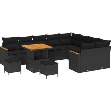 Gartensofa komplektas 12 vnt Schwarz Poly-Rattan Gartenmöbel Modelis3363079