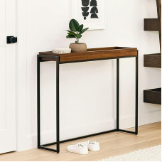 Konsolentisch Schmal aus Massivholz mit Ablagefach, Beistelltisch Schmal Ideal für Eingangsbereich, Flur, Wohnzimmer oder Foyer, Landhausstil (80 * 30 * 80 cm/31 * 12 * 31 in)