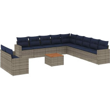 Sodo sofos komplektas su kampine sofa, pilka, PE rotango, 62 x 62 x 69 cm, skirtas terasai ir kiemui modelis3256537