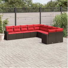 Garten-Sofagarnitur Ecksofa Braun PE-Rattan 62x62x69cm für Terrasse und Innenhof - UV-beständig Model3219504
