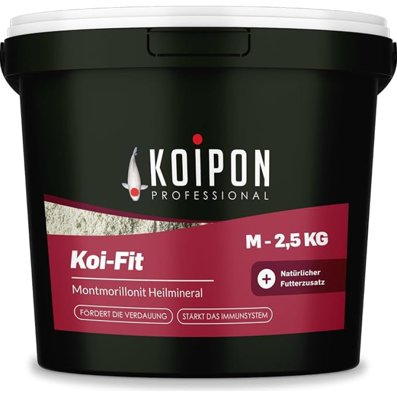 KOIPON Koi-Fit 2,5 kg koi ir auksinių žuvelių pašarams, aukščiausios kokybės mineralinė medžiaga Montmorrilonite, skirta žuvų spalvai vystytis ir sveikatai stiprinti