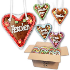 15 x meduolių širdelių mišrainė su Wiesn posakiais - 14 cm | Suvenyrai ir dovanos gimtadienio šventei | Meduolinės širdelės kaip dekoracija | Meduolių pasaulis