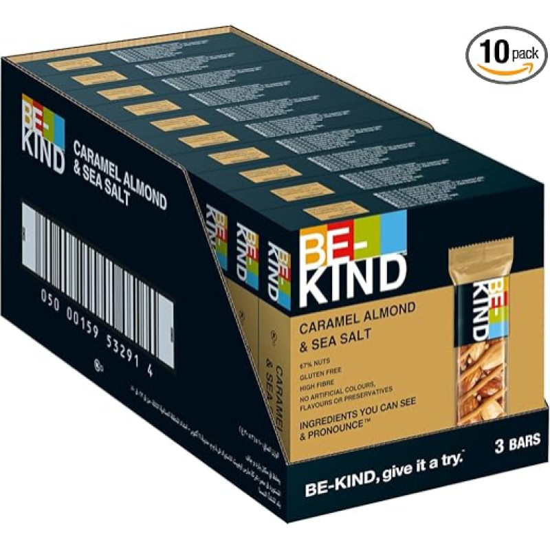 BE-KIND Caramel Almond & SeaSalt 3 Pack 10 x 3 x 30 g I Šokoladinis batonėlis I Riešutų batonėlis I Batonėlis