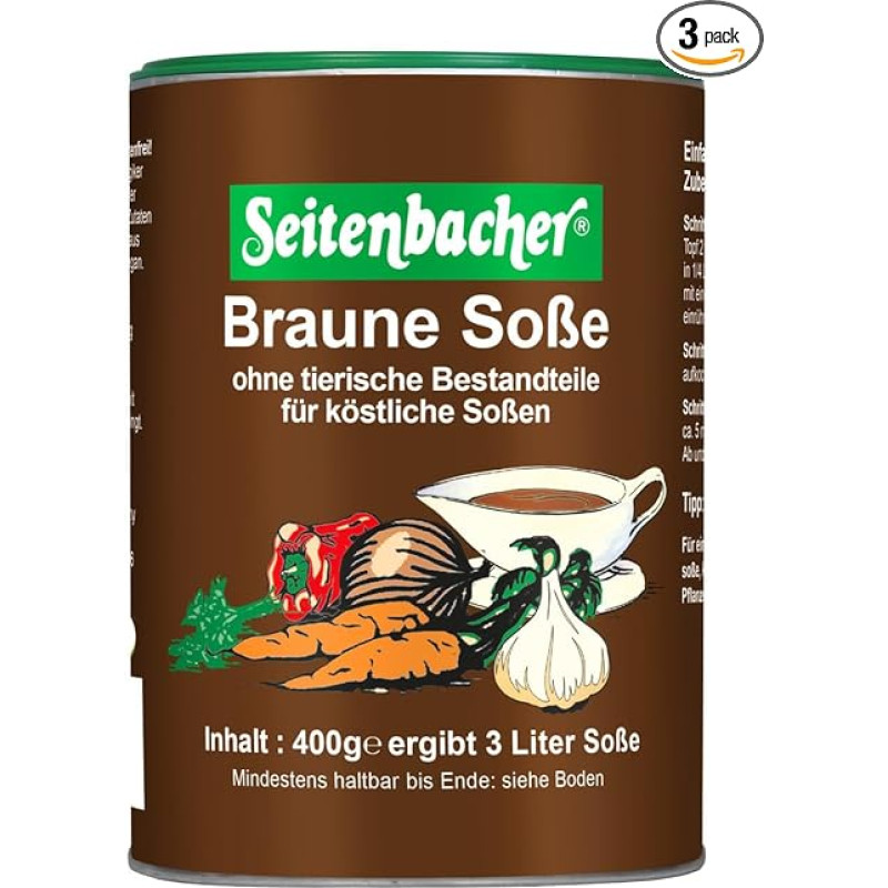 Seitenbacher rudasis padažas I Veganiškas I Be glitimo I Be glitimo I Be laktozės I Greitas ir paprastas I Pakuotė po 3 vnt. (3 x 400 g)