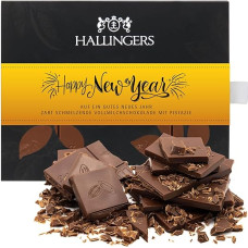 Hallingers Genuss Manufaktur Šokolado dovana Kalėdoms - batonėlis iš viso pieno Elegantiška kakava su pistacijomis ir Amaretto Naujųjų metų išvakarėse Rankų darbo dovana - Naujiesiems metams, elegantiška dovanų pakuotė 