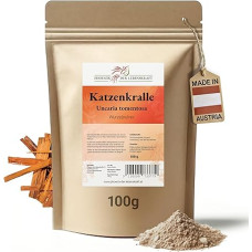 Uncaria tomentosa kačių nagų milteliai, smulkiai malti, natūralūs, aukščiausios kokybės, pagaminti Austrijoje, 100 g