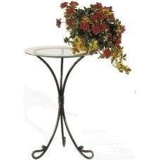 Relax und Design Coffee Table Wrought Iron Colour Black Graphite Glass Shelf Diameter 45 cm Height 62 cm