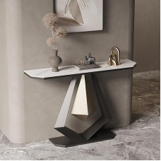 Moderner geometrischer Konsolentisch - Schmaler Industrie-Beistelltisch für den Eingangsbereich, für Wohnzimmer, Flur, Foyer - Stilvolles Gold-Finish, perfekt hinter der Couch (120 x 30 cm)