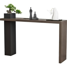 Konsolinis stalas su sodininkais, siauras prieškambario stalas, prieškambario stalas iš medžio masyvo ir metalo, lengvai surenkamas (100 x 30 x 85 cm/39 x 12 x 33 colių)
