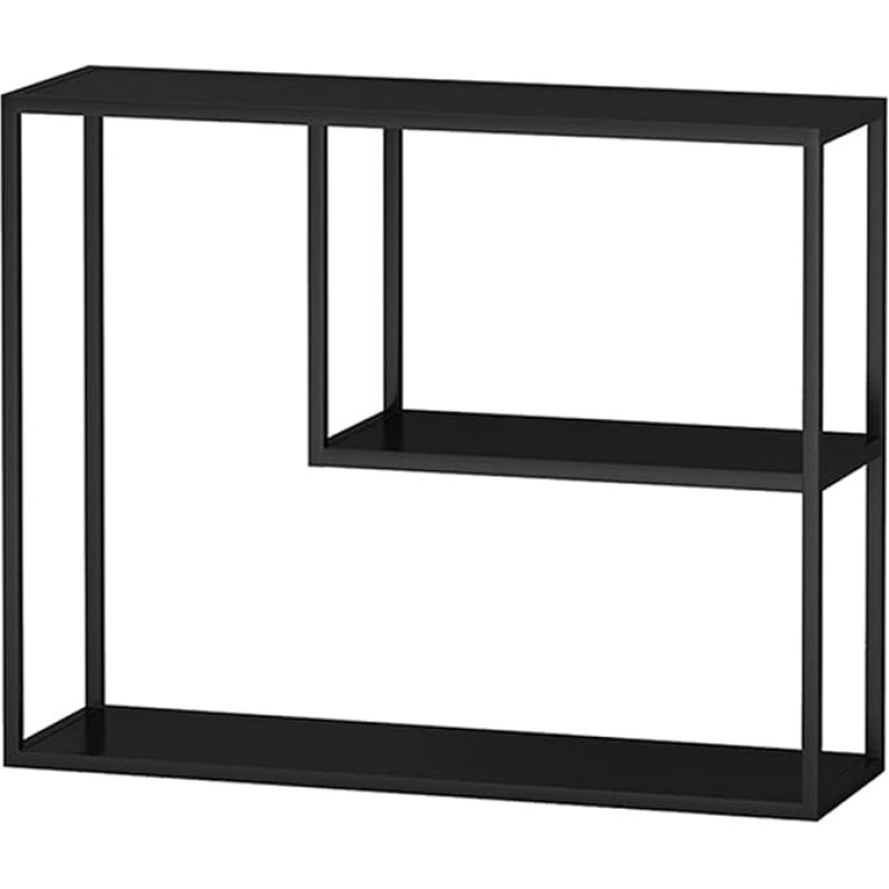 Metall-Beistelltisch, Konsolentisch, 3lagiger Beistelltisch mit Trennwand, Nachttisch für Flur, Wohnzimmer, Couch, Schlafzimmer, 80 x 30 x 80 cm, Montage erforderlich (Größe: 80 x