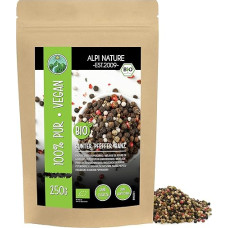 Alpi Nature Peppercorns Colourful Organic 250 g, Colourful Peppercorns Black, White, Green and Pink, Pepper Whole