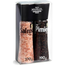 CARMENCITA - 2 milžiniški malūnėliai | Himalajų rausvoji druska | Juodieji pipirai | Druska ir prieskoniai maistui | Šviežiai malti juodieji pipirai mėsai, daržovėms, salotoms, sriuboms | 560g