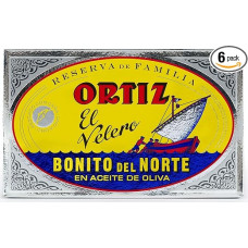 Ortiz Family Reserve White Tuna in Olive Oil, Pack of 6, Bonito del Norte Reserva de Familia Import from Spain, Wild Caught 100% Natural, Premium Fish in 4oz Tin