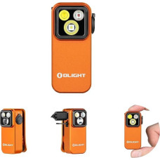 OLIGHT Oclip Pro mini LED žibintuvėlis su prožektoriumi, fokusuota šviesa ir raudona šviesa, 500 LM ryškumo USB-C įkraunamas žibintuvėlis, IPX6 klipinė lempa, maža mirksinti šviesa bėgikams, stovyklavimui (oranžinė)