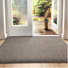 DEXI Dirt Trapper Mat, Non-Slip Doormat for Indoor and Outdoor Use, Washable Entrance Rug, Absorbent Floor Mat, Entrance Mat, 80 x 120 cm, Brown-Blue