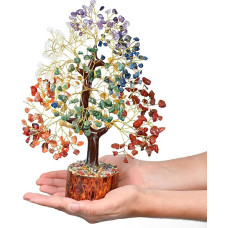 Crocon 7 Chakra Crystal Tree of Life Gemstone Tree Feng Shui Healing Crystals Bonsai Lucky Charm Birthday Gift for Women & Men Home & Office Decoration Meditation Spiritual Gifts for Mum