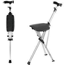 Ultralight Folding Walking Stick with Seat for Men and Women, Perfect for Indoor and Outdoor Use Includes Adult Crutches, Easy to Carry