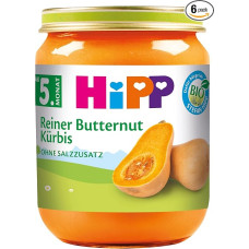 HiPP Organic Butternut Pumpkin (6 x 125 g), for Babies from 5 Months, No Added Salt, Vegetable Jars Ideal for Starting Food, Best Organic Quality