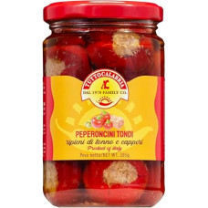TuttoCalabria, Peperoncini su tuno įdaru 285 g, amatininkų gaminys, aštraus ir aštraus skonio, gurmaniškas užkandis, idealiai tinka užkandžiams, furšetams ir ypatingoms progoms