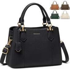 RAINSMORE rankinė Moteriška vidutinė PU odos moteriška rankinė Maža moteriška rankinė Moteriška rankinė per petį Moteriška rankinė Tote Bag Moteriška rankinė per petį, juoda