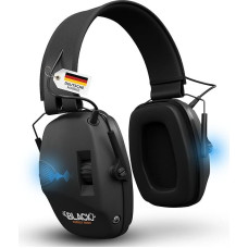 Elektroninės ausų apsaugos priemonės šaudymo sportui ir medžioklei - aktyvios ausų apsaugos nuo triukšmo ir triukšmo mažinimo ausinės - garso apsaugos ausinės, aktyvios elektroninės, juodos spalvos