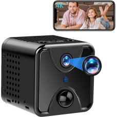 Vidaus kameros stebėjimo maža 4K, mini WiFi kameros baterija, mini vaizdo stebėjimo kameros viduje su PIR judesio aptikimu, infraraudonųjų spindulių naktinis matymas, maks. 128 GB, skirta namams, biurui ir kt.