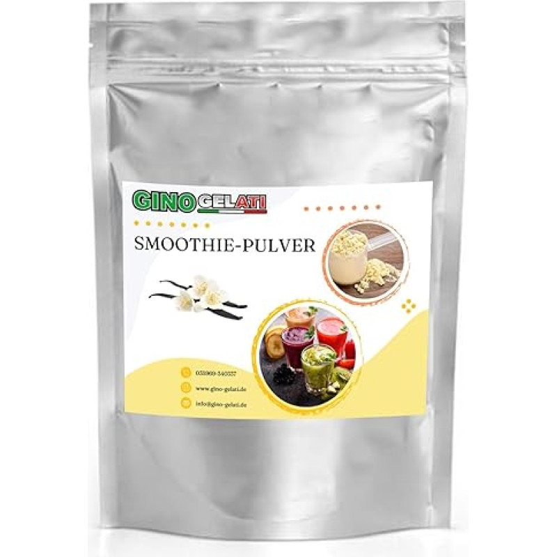 Gino Gelati Vanille Smoothie Pulver, verschiedene Varianten und Geschmäcke verfügbar, schnelle und einfache Zubereitung, Vegan, Made in Germany, BPA-frei (1 kg, Bourbon Vanille)