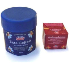Tine Ekte Geitost and Gudbrandsdalen Gjetost Brunost 1 kg Norwegian Cheese Cool Box with Styrofoam Box and Special Ice Pack for Food Shipping