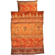 sesuo s. Indijos medvilnės satino patalynė Sudėtingas sienų spausdinimas Labai Hip Modern Country House Oriental Flair Ornaments Terracotta Orange Gold 135 x 200, 155 x 220, 200 x 200, 200 x 220, 200 x 220, 240 x 220, 135 cm x 200 cm