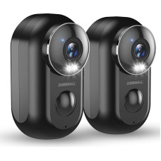 ZUMIMALL Surveillance Camera Outdoor/Indoor, 2 Pack WLAN Camera Double Stand with Magnetic Holder, Wireless, 3MP Colour Night Vision/PIR Detection/IP66 Waterproof/2.4G WiFi