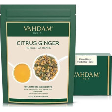 VAHDAM Citrus Ginger Herbal Tea Tisane (100 Cups) 100% NATURAL DETOX TEA, Ginger, Lemongrass, Orange Peels, Spearmint, Peppermint Ginger Tea Loose Leaf with Delicious Citrusy Notes 100 gm (Pack of 2)