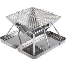 Eldfell Grill I Portable Charcoal Grill Made of Stainless Steel I Foldable Camping Grill for Outdoor, Garden & Balcony I Compact Folding Grill with Cooking Grate