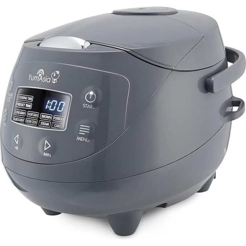 Yum Asia Panda Mini Rice Cooker with Ninja Ceramic Bowl and Advanced Fuzzy Logic (3.5 Cups, 0.63 Litres) 4 Rice Functions, 4 Multicooker Functions, 220-240V (Cobalt Grey)