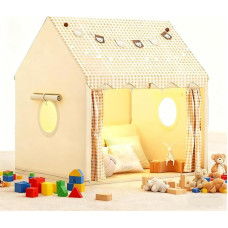 Vaikiška vidaus žaidimų palapinė, vaikiška palapinė-žaidimo namelis su LED žibintais ir spalvota vėliava, skaitymo palapinė ir žaidimų kambarys, vaikų žaidimų namelis, vaikų kambario dekoras berniukams ir mergaitėms, mažyliams nuo 3 iki 13 metų