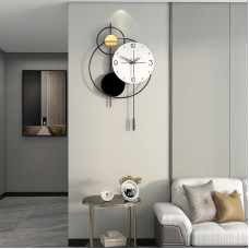 Large Modern Wall Clock Living Room Decorative Pendulum Wall Clock Round Black Metal Silent Non-Ticking Battery Operated for Living Room Kitchen Office Bedroom - Minimalist Wall Clocks