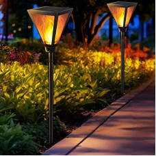 Joomer Solar Lights for Outdoors, Pack of 2 Solar Lights for Outdoor Garden with Realistic Flame Effect, IP65 Waterproof Garden Torches for Outdoor Solar for Garden, Lawn, Driveway, Garden Path