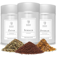 Boomers Gourmet - Oriental Spice Set, Sumac Spice, Dukkah Spice Mix, Zatar Spice Mix According to Ottolenghi Spices Set of 3 - 3 Tins - 285 g
