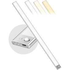 80 cm virtuvės LED apšvietimas, reguliuojamas, 296 LED spintelės apšvietimas su judesio jutikliu, 6600 mAh įkraunama apšvietimo LED juosta, 3 spalvų režimai, magnetinė LED juosta spintai, drabužinei