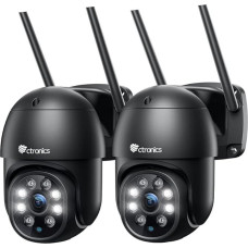 ctronics 2.5K 4MP Outdoor WiFi Surveillance Camera, 2560 x 1440P PTZ WiFi IP Camera Outdoor with Automatic Tracking, Person Detection, 30 m Night Vision in Colour, Two-Way Audio, IP66, Black (Pack of