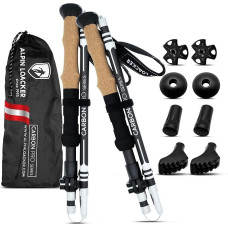 ALPIN LOACKER Wanderstöcke faltbar Carbon oder Aluminium mit Korkgriff I Nordic Walking Stöcke Damen & Herren I Leichte Faltbare Trekkingstöcke Teleskop für Bergsport