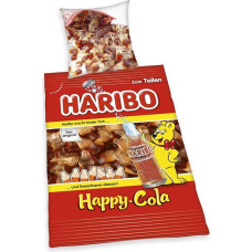 Herding Haribo Happy-Cola patalynės komplektas, dvipusis motyvas, užvalkalas ant pagalvės 80 x 80 cm, antklodės užvalkalas 135 x 200 cm, su švelniu užtrauktuku, medvilnė/žaliava