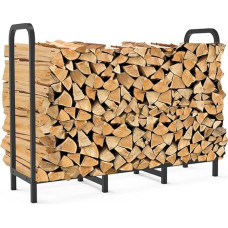 122 cm ilgio reguliuojamas ir tvirtas malkų stovas židiniui, patalpoms ir lauke, metalinis malkų laikiklis, lentyna malkoms, juodas