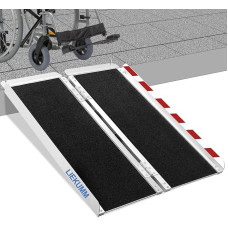 LIEKUMM Wheelchair Ramp 91 cm, 300 kg Load Capacity Aluminium Wheelchair Ramp Foldable Non-Slip Ramp Wheelchair for Stairs, Steps, Kerbs, Threshold Ramp for Wheelchair, Pushchair