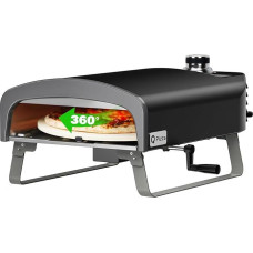 Q Pizza Gas Pizza Oven with Manual Rotating Function, 500 Degree Pizza Grill for Outdoor Garden with Diameter 33 cm Pizza Stone, Bake Pizza at a Professional Level in Your Control