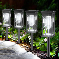 Amzxart Outdoor Solar Path Lighting, Solar Lights Garden, Solar Lights Outdoors, Pack of 2 Solar Outdoor Lights, Solar Lights for Outdoor Garden Lighting for Backyard
