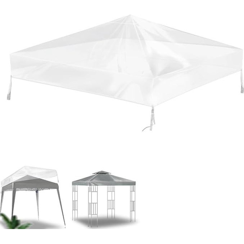 Pavėsinė 3 x 3 m Vandeniui atsparus stabilus žiemą atsparus storis 0,2 mm 280 g/m² PVC skaidrus pavėsinės stogas Lietaus dangtelis keičiamasis stogas sodo palapinei Šaligatvio palapinė Sodo pavėsinė Sulankstoma pavėsinė