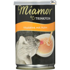 MIAMOR - Vitaldrink | Skanus gėrimas suaugusioms katėms, skatinantis skysčių vartojimą. Papildomas maistas skardinėje inkstų veiklai palaikyti | 24 x 135 ml vištienos
