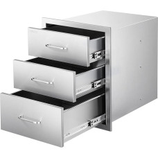 VEVOR Lauko virtuvės stalčiai 46 x 59 x 59 cm (plotis x gylis x aukštis), trigubi grilio stalčiai, pagaminti iš nerūdijančio plieno su rankenomis, grilio stalčiai lauko virtuvei arba grilio salai, terasos grilio stoties stalčius